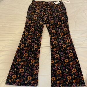 Wrangler High Rise Fierce Flare Floral Print Corduroy Jeans
